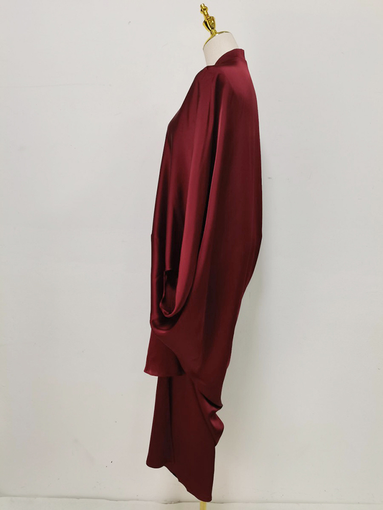 TWOTWINSTYLE V Neck Irregular Hem Patchwork Diamond Vintage Dress