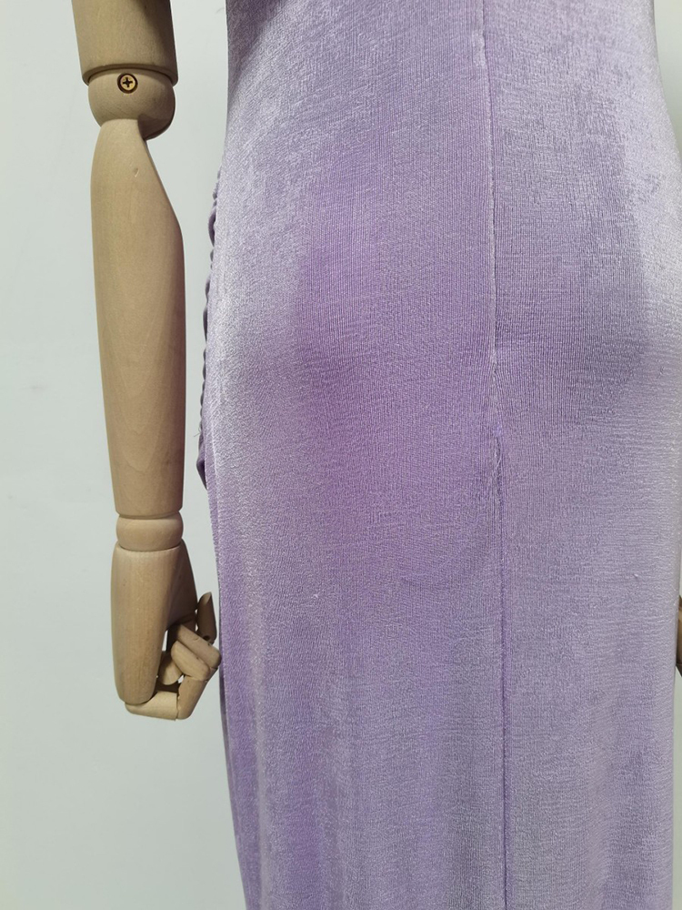 TWOTWINSTYLE Hollow Out High Waist Spliced Ruched Designer Dress