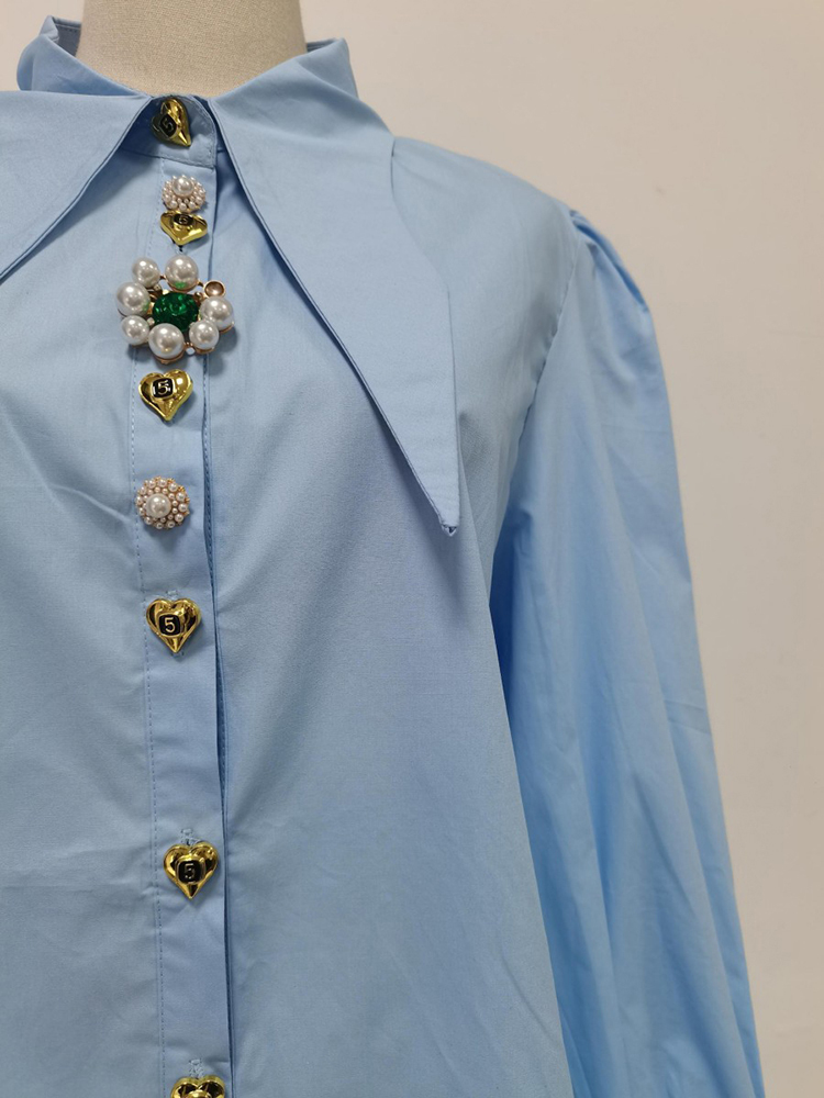 TWOTWINSTYLE Lapel Patchwork Button Casual Shirt