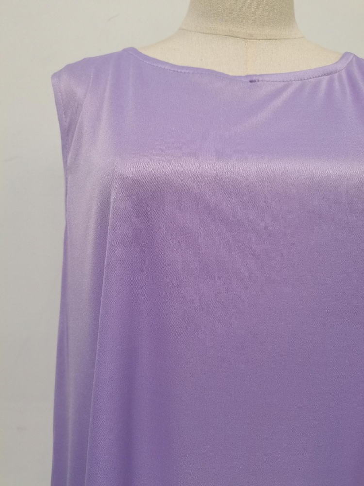 TWOTWINSTYLE Solid Round Neck Sleeveles Spliced Diamond Fashion Dress