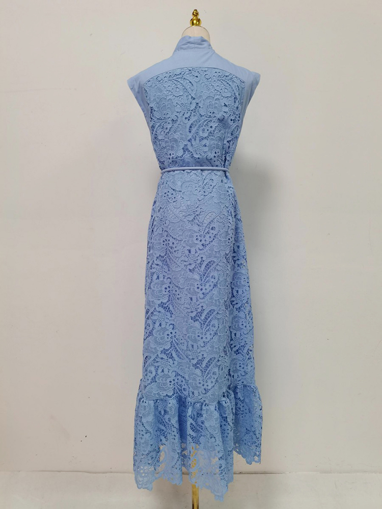 TWOTWINSTYLE Solid Sleeveles Patchwork Bowknot Fashion Dress