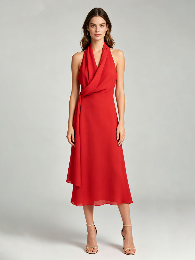 TWOTWINSTYLE High Waist Pleated Mesh Chic Dress