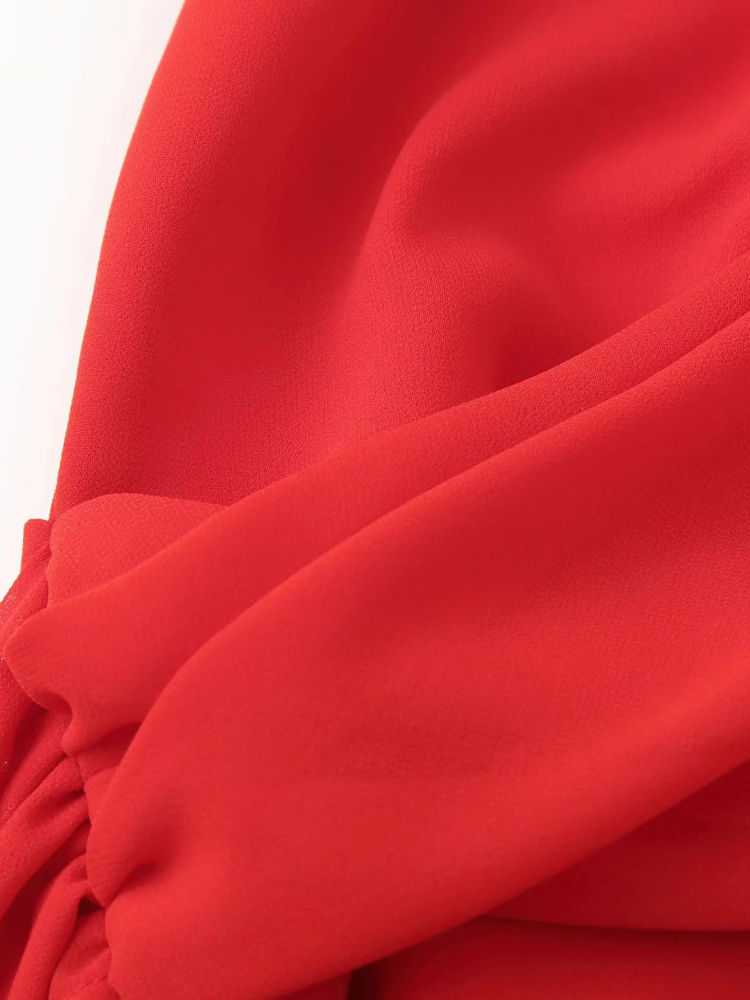 TWOTWINSTYLE High Waist Pleated Mesh Chic Dress