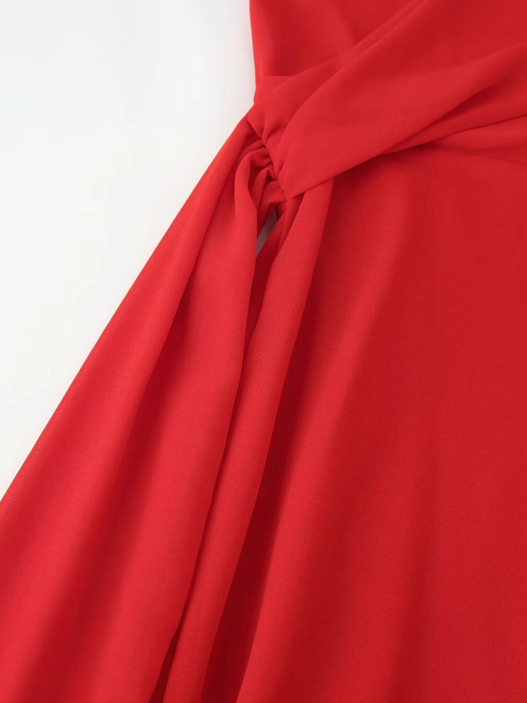 TWOTWINSTYLE High Waist Pleated Mesh Chic Dress