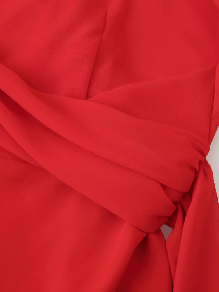 TWOTWINSTYLE High Waist Pleated Mesh Chic Dress