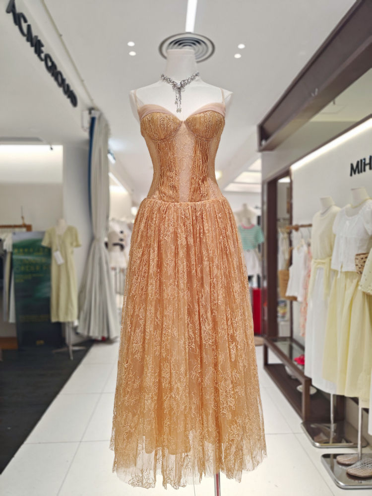 TWOTWINSTYLE Hit Color Off Shoulder Spliced Lace Tunic Designer Dress