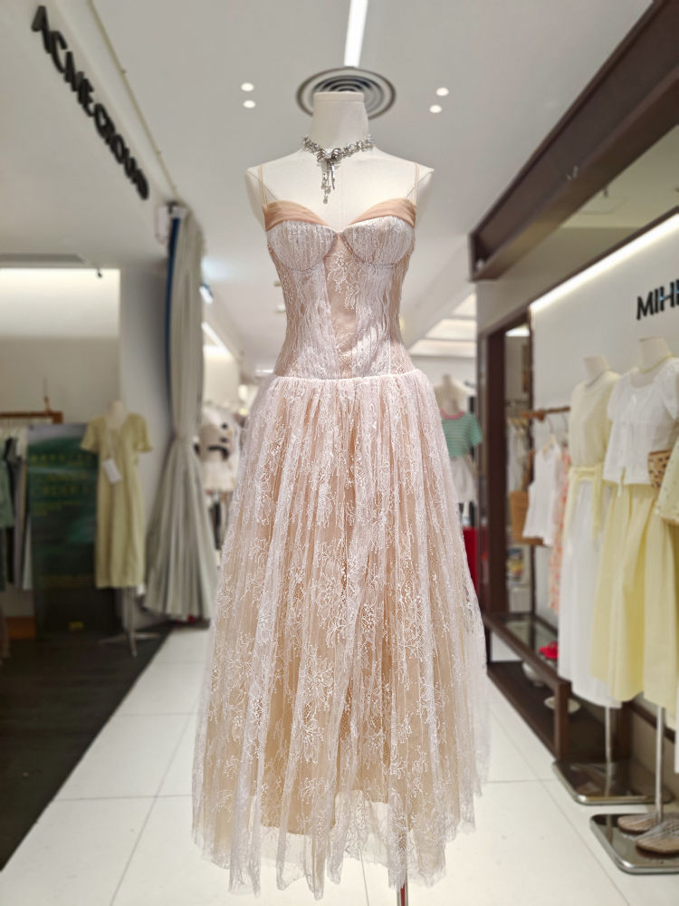 TWOTWINSTYLE Hit Color Off Shoulder Spliced Lace Tunic Designer Dress