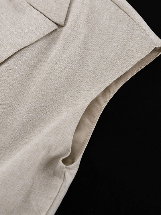 TWOTWINSTYLE Lapel Sleeveles Patchwork Lace Up Loose Pants Fashion Set