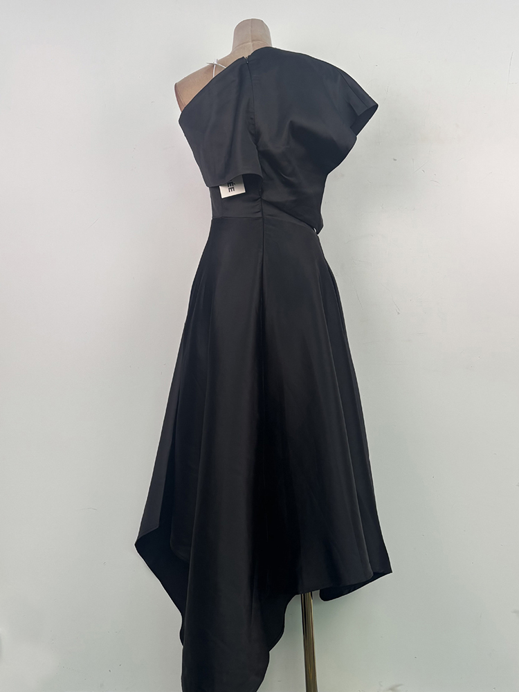 TWOTWINSTYLE Off Shoulder Asymmetrical Tunic Solid Chic Midi Dress