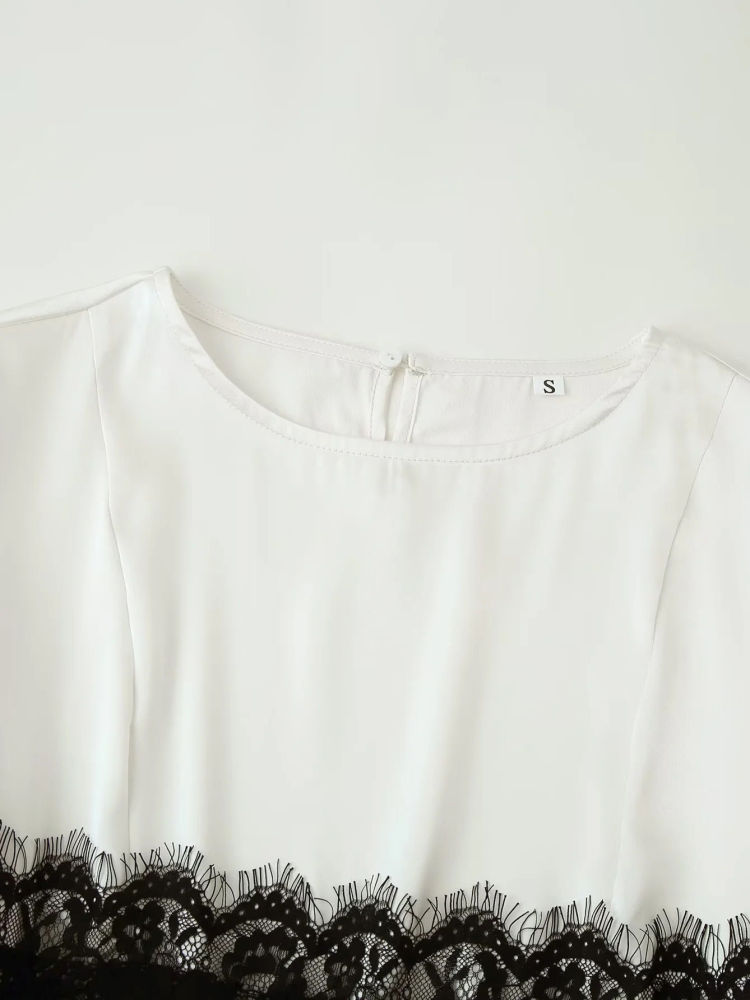 TWOTWINSTYLE Round Neck Long Sleeve Hit Color Elegant Dress