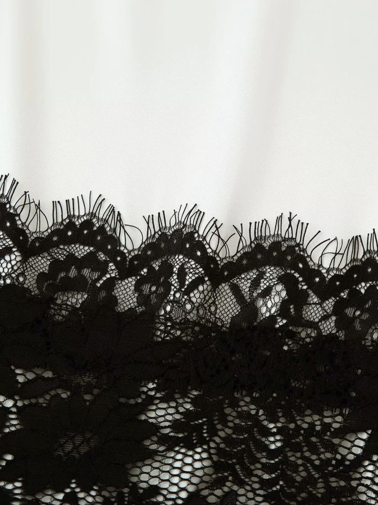 TWOTWINSTYLE Round Neck Long Sleeve Hit Color Elegant Dress