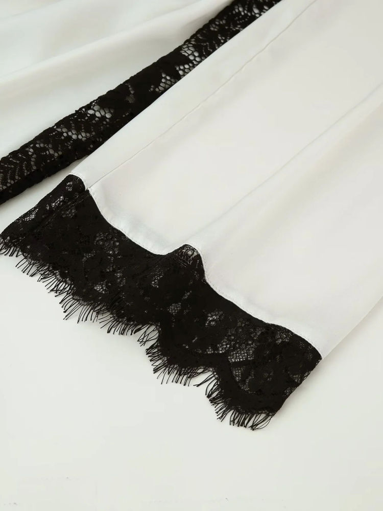 TWOTWINSTYLE Round Neck Long Sleeve Hit Color Elegant Dress