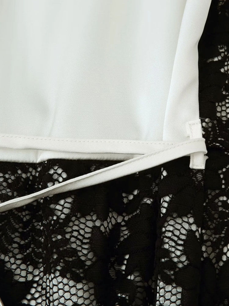 TWOTWINSTYLE Round Neck Long Sleeve Hit Color Elegant Dress