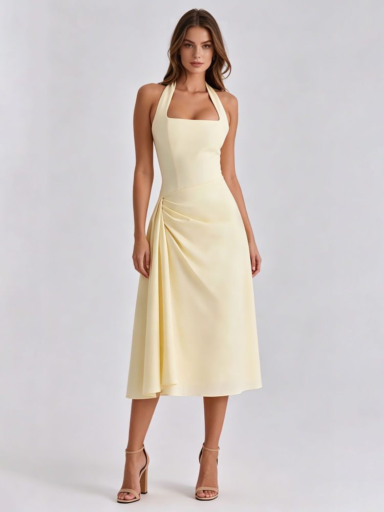 TWOTWINSTYLE Solid Off Shoulder Ruched Tunic Fashion Dress