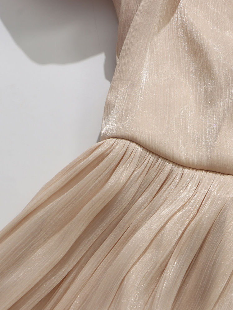 TWOTWINSTYLE Stand Collar Patchwork Shawl Long Sleeve Elegant Dress