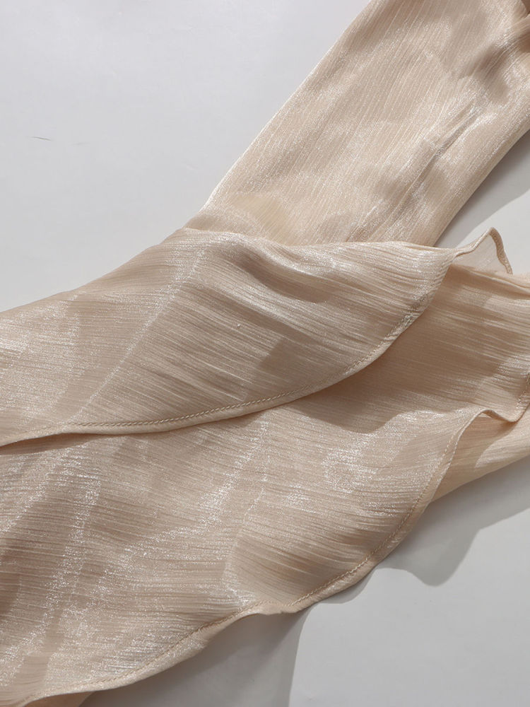 TWOTWINSTYLE Stand Collar Patchwork Shawl Long Sleeve Elegant Dress