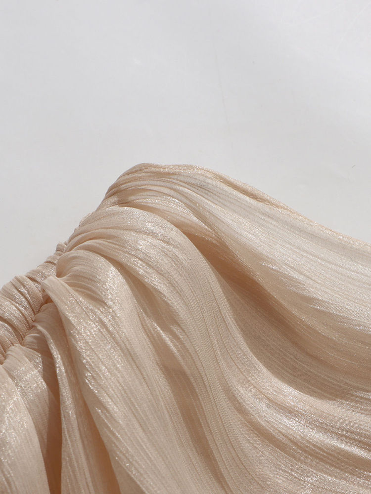 TWOTWINSTYLE Stand Collar Patchwork Shawl Long Sleeve Elegant Dress