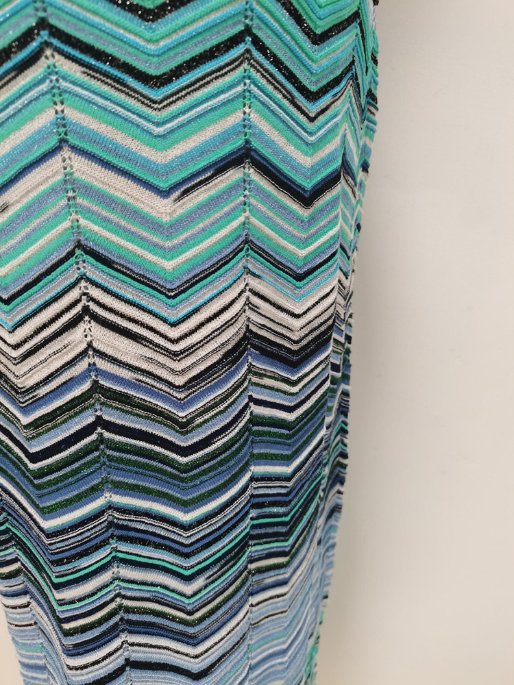 TWOTWINSTYLE Elegant Off One Shoulder Striped Tunic knitting Dress