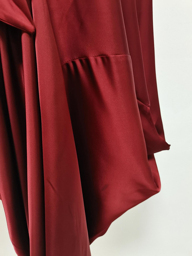 TWOTWINSTYLE V Neck Irregular Hem Patchwork Diamond Vintage Dress