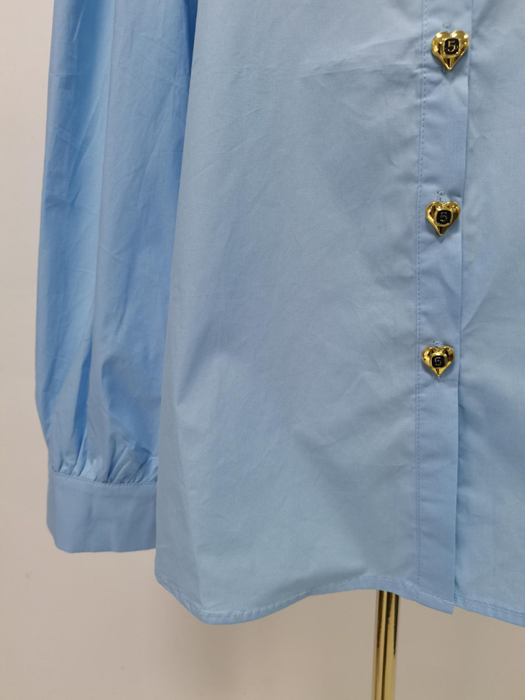 TWOTWINSTYLE Lapel Patchwork Button Casual Shirt