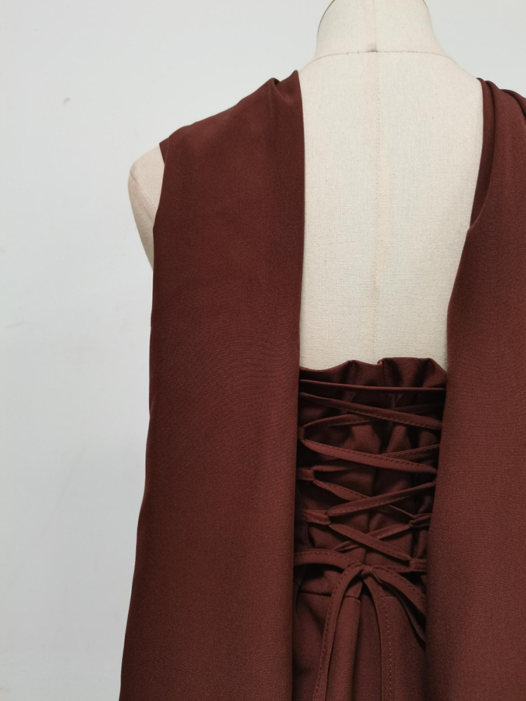 TWOTWINSTYLE Solid Sleeveles Tunic Side Split Vintage Dress