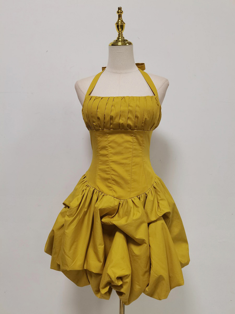 TWOTWINSTYLE Solid Backless High Waist Designer Mini Dress