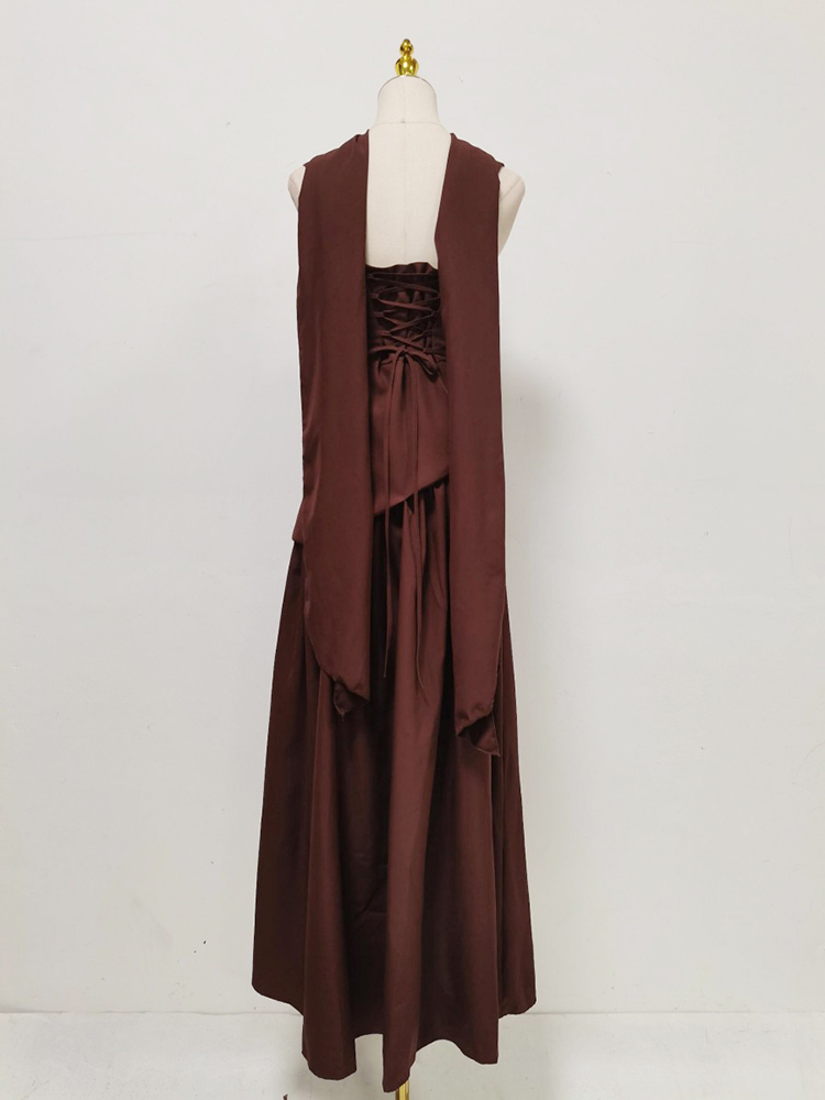 TWOTWINSTYLE Solid Sleeveles Tunic Side Split Vintage Dress