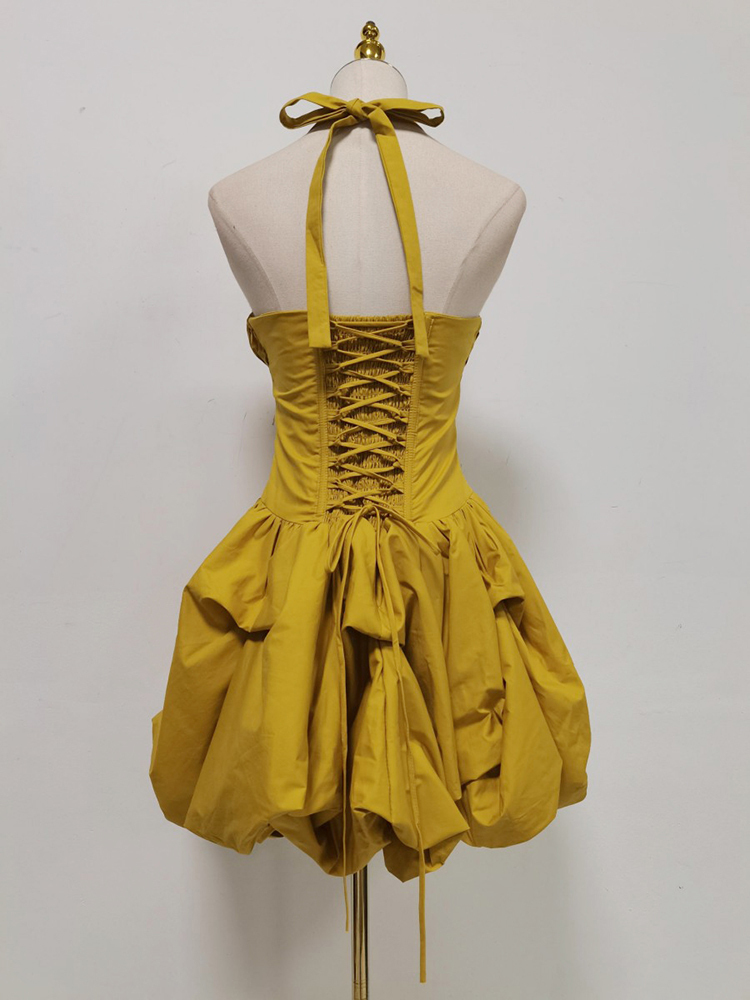TWOTWINSTYLE Solid Backless High Waist Designer Mini Dress