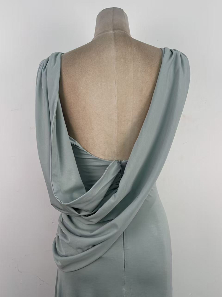 TWOTWINSTYLE Boat Neck Sleeveless Spliced Kink Slimming Chic Maxi Dress