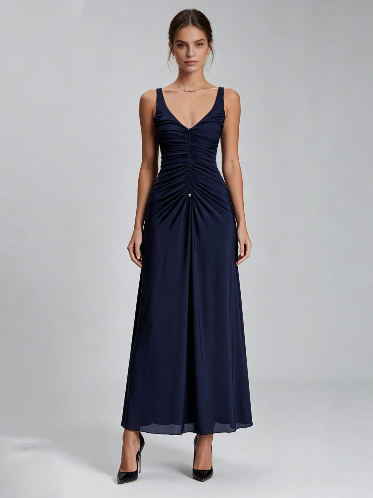 TWOTWINSTYLE Solid Off Shoulder Ruched Tunic Fashion Dress