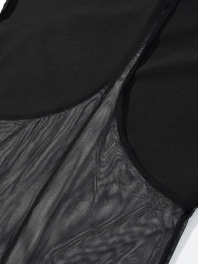 TWOTWINSTYLE Stand Collar Sleeveles Patchwork Mesh Sexy Jumpsuit