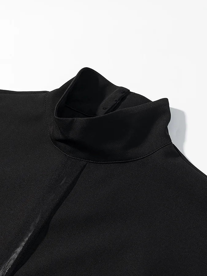 TWOTWINSTYLE Stand Collar Sleeveles Patchwork Mesh Sexy Jumpsuit