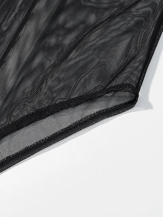 TWOTWINSTYLE Stand Collar Sleeveles Patchwork Mesh Sexy Jumpsuit