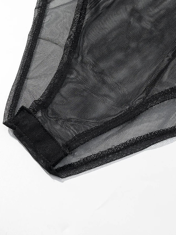 TWOTWINSTYLE Stand Collar Sleeveles Patchwork Mesh Sexy Jumpsuit