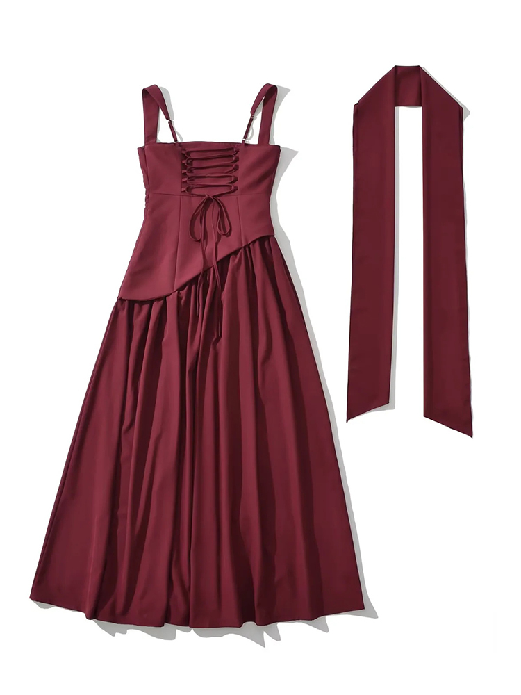 TWOTWINSTYLE Solid Sleeveles Tunic Side Split Vintage Dress