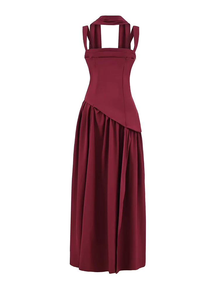 TWOTWINSTYLE Solid Sleeveles Tunic Side Split Vintage Dress