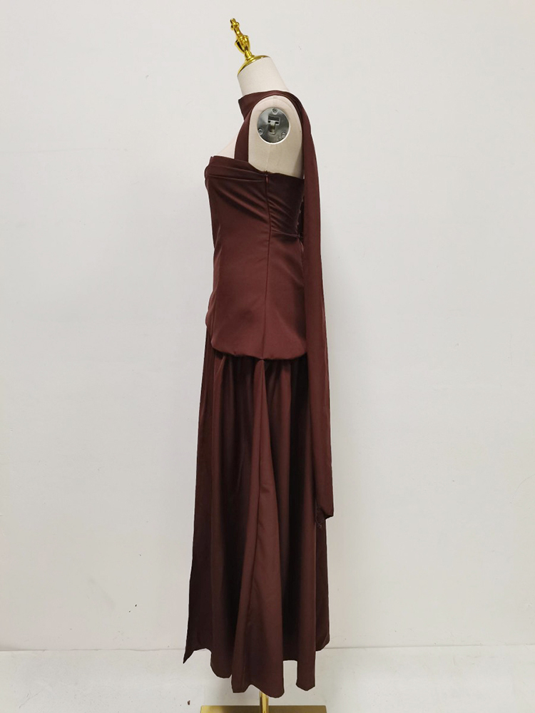 TWOTWINSTYLE Solid Sleeveles Tunic Side Split Vintage Dress