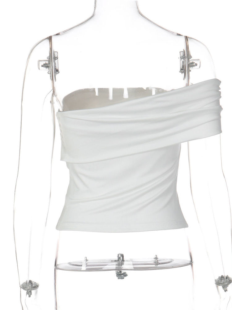 TWOTWINSTYLE Off Shoulder Spliced Decoration Chic Crop Top