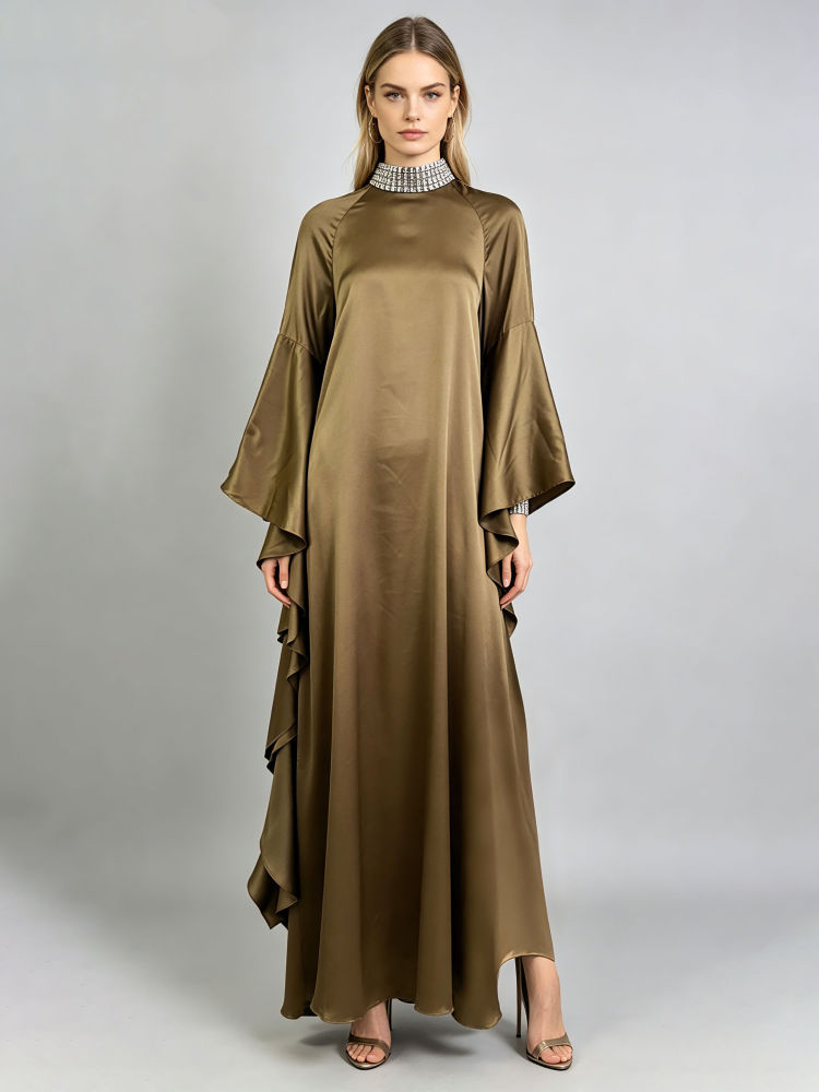 TWOTWINSTYLE Patchwork Diamond Long Sleeve Vintage Dress