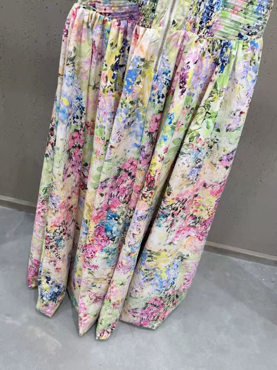 TWOTWINSTYLE Hit Color Side Split Pleated Fashion Dress