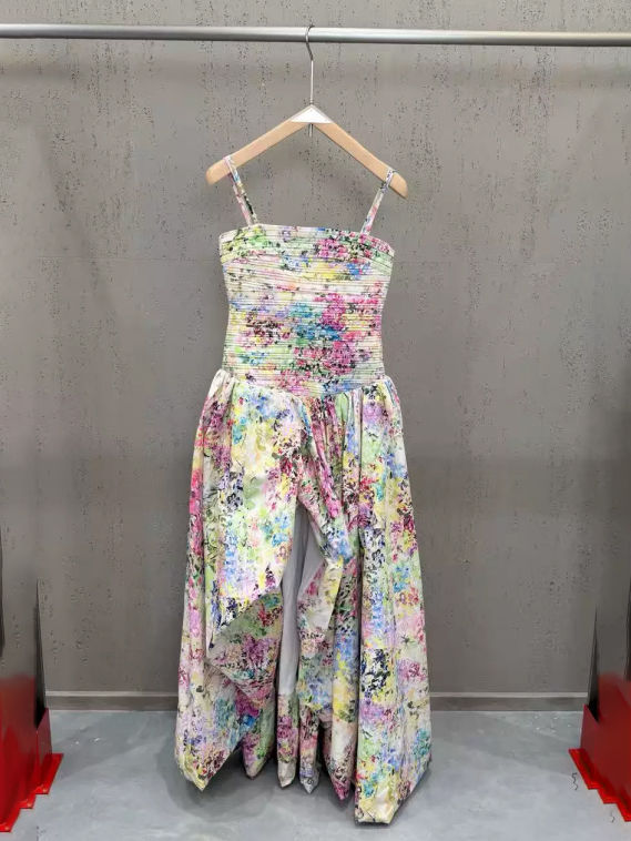 TWOTWINSTYLE Hit Color Side Split Pleated Fashion Dress