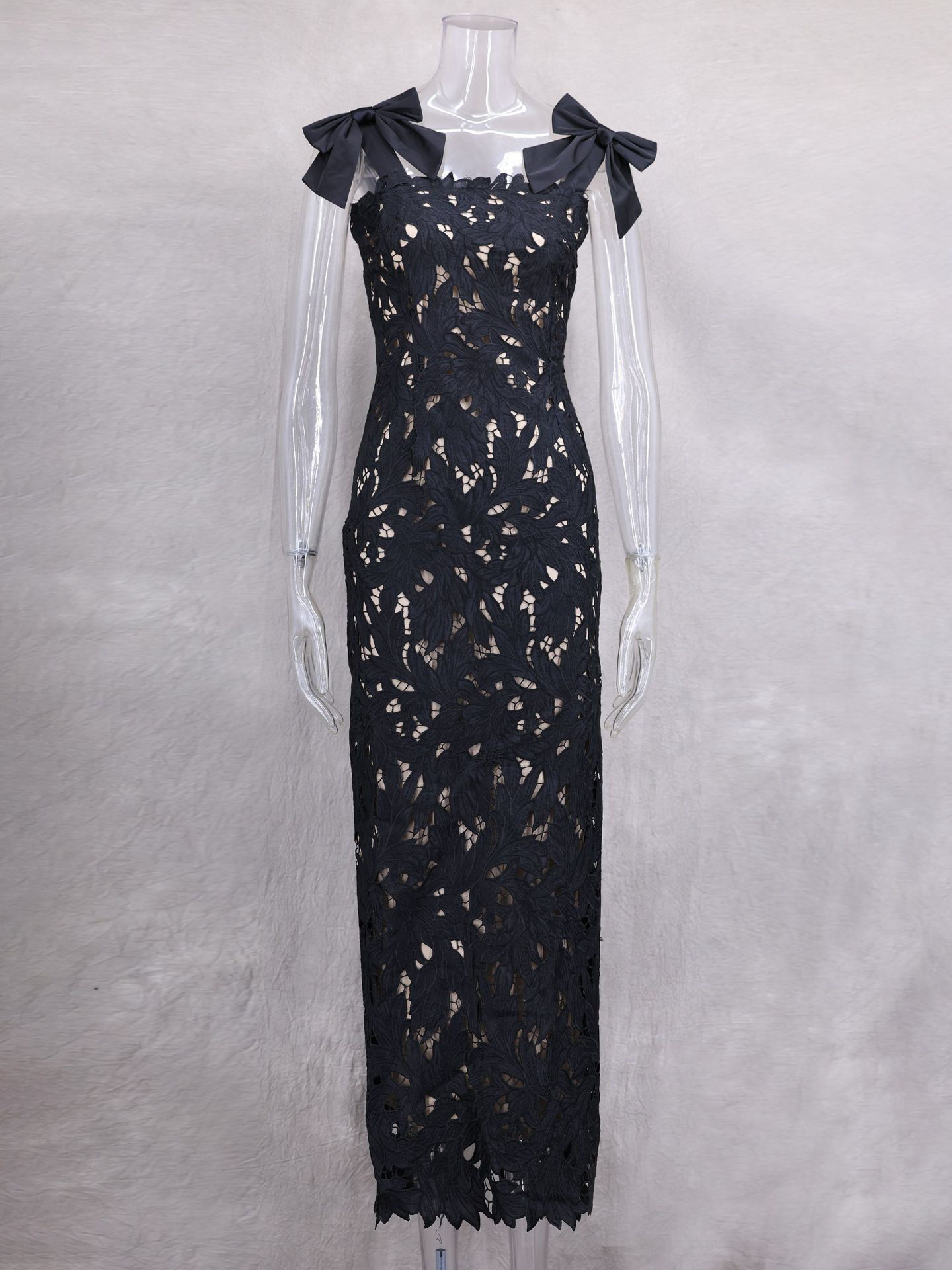 TWOTWINSTYLE Patchwork Bowknot Hollow Out Fashion Dress