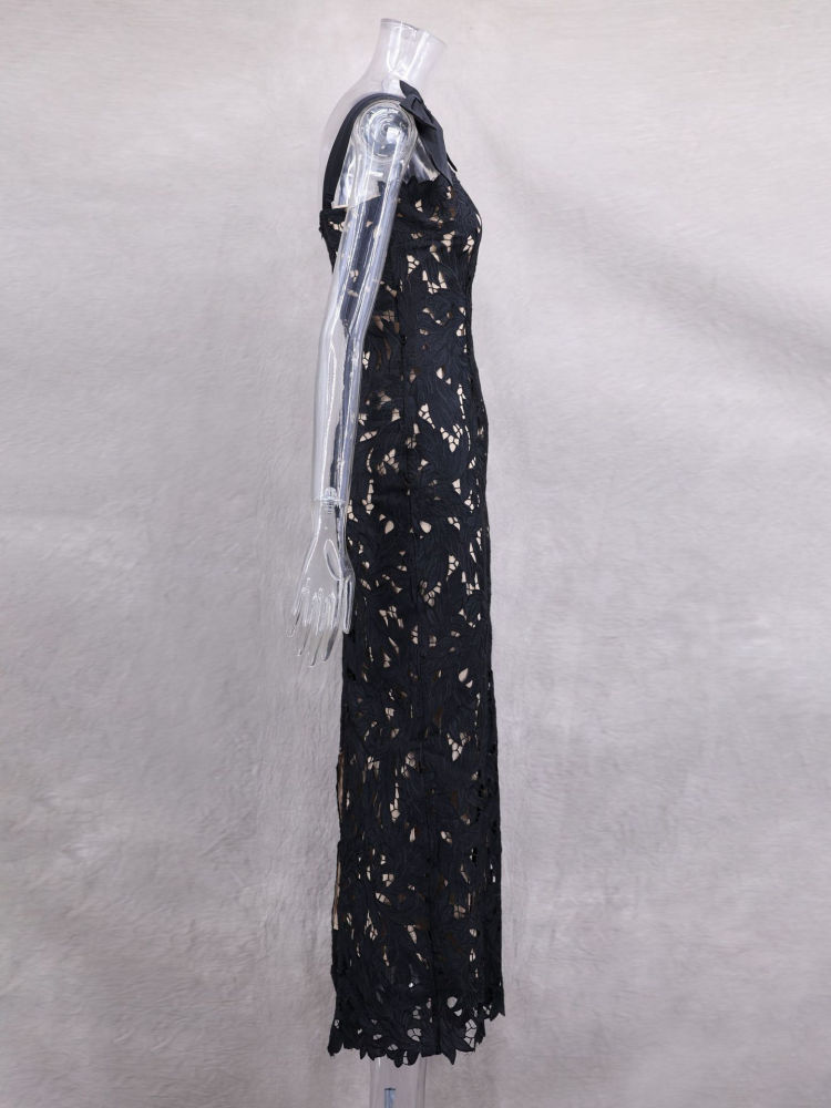 TWOTWINSTYLE Patchwork Bowknot Hollow Out Fashion Dress