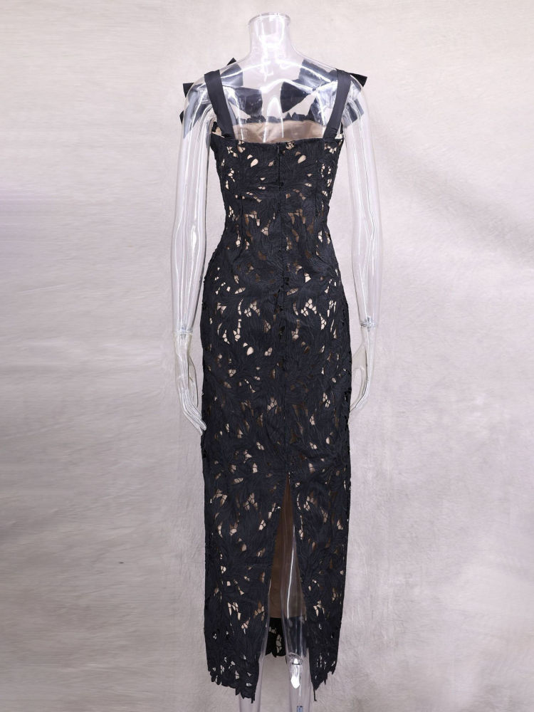 TWOTWINSTYLE Patchwork Bowknot Hollow Out Fashion Dress