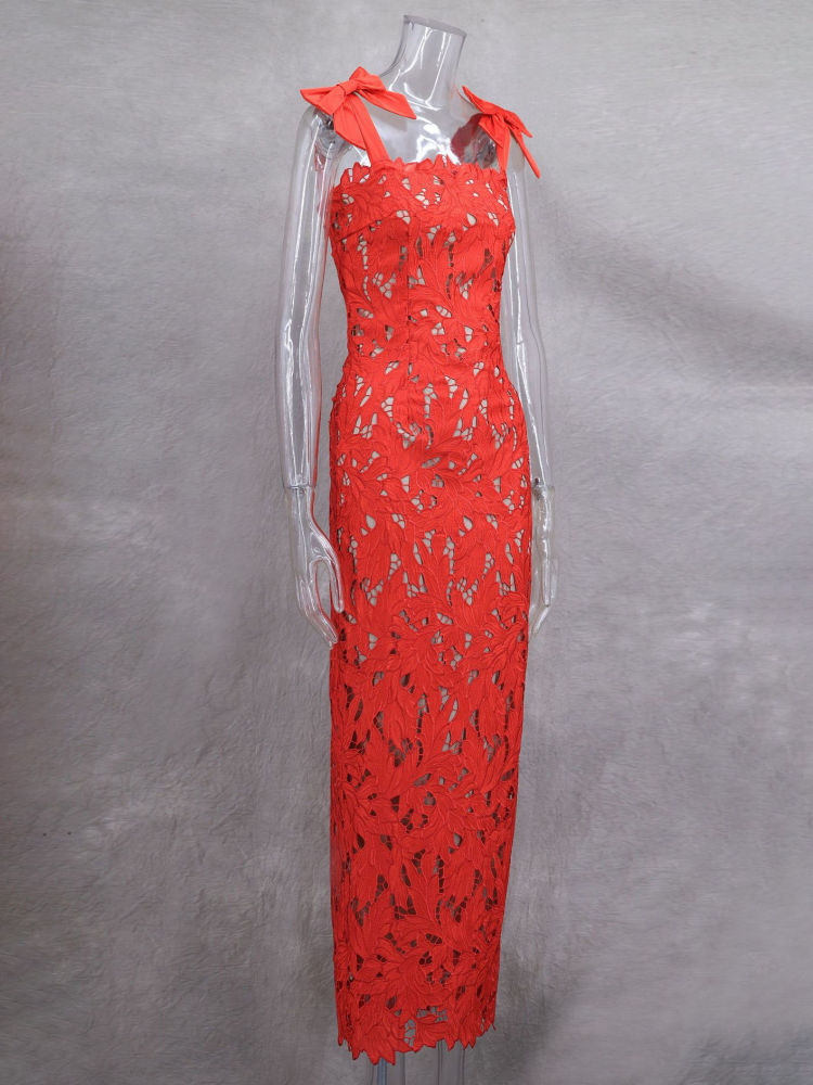 TWOTWINSTYLE Patchwork Bowknot Hollow Out Fashion Dress