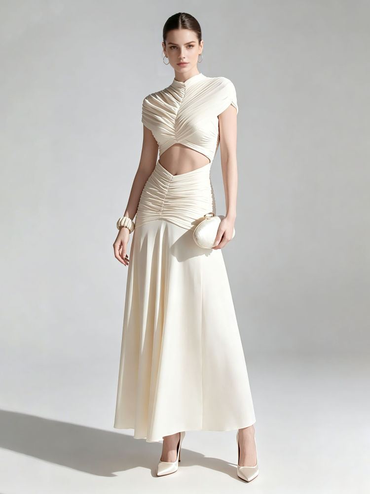TWOTWINSTYLE Patchwork Bowknot Hollow Out Fashion Dress