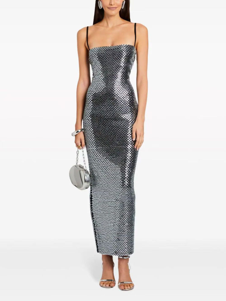 TWOTWINSTYLE Solid Patchwork Diamond High Waist Vintage Dress