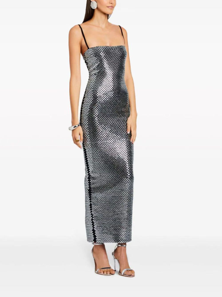 TWOTWINSTYLE Solid Patchwork Diamond High Waist Vintage Dress