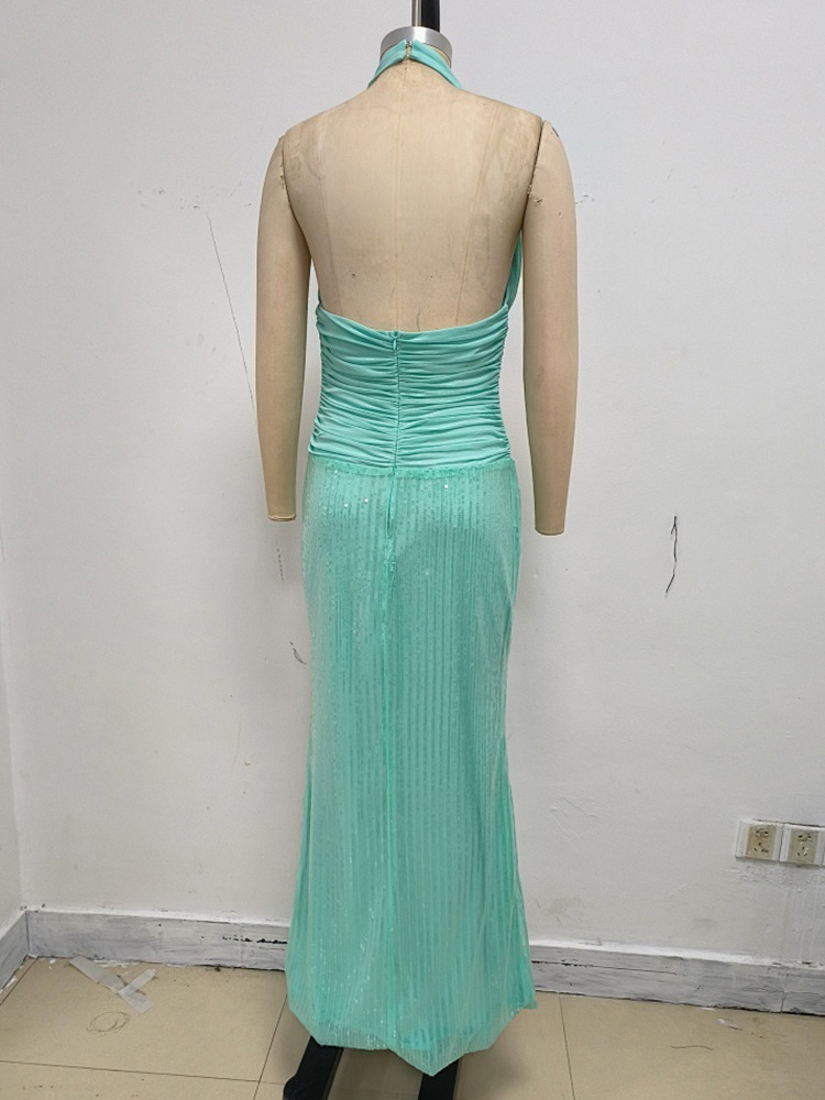 TWOTWINSTYLE Off Shoulder Ruched Patchwork Sequins Sexy Dress
