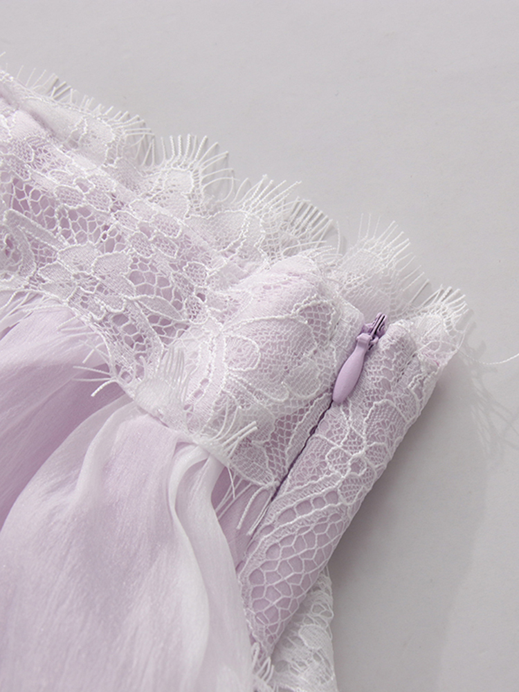 TWOTWINSTYLE Off Shoulder Spliced Lace Designer Camisole Dress